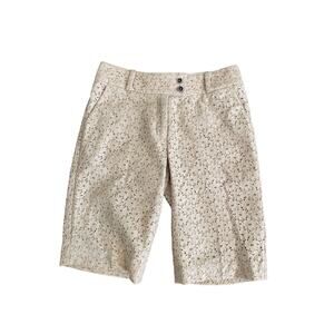 Philip Lim 3.1 Pink Beige Walking Bermuda Long Shorts Eyelet Lace Silk Lined 0